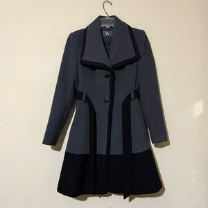 W by Worth Gray and Black Trench Coat